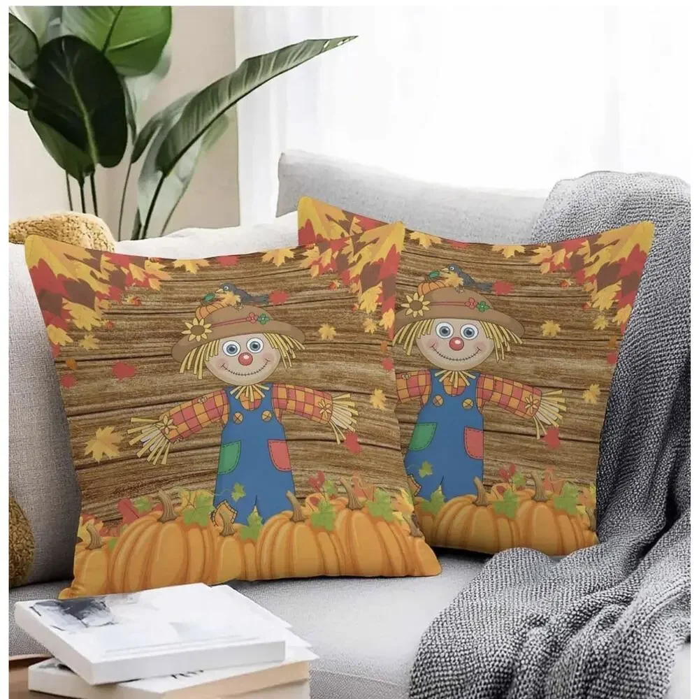Thanksgiving Scare Crow Outdoor Waterproof Pillow Covers 16x16 Pack of 2